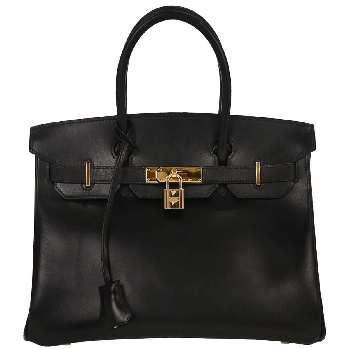 Hermes Black Box Calf Birkin 30 Handbag