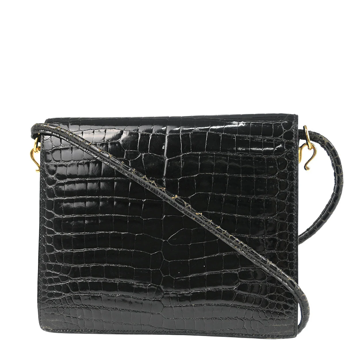 Hermes * 1987 Black Porosus Sequana Shoulder Bag - Image 2