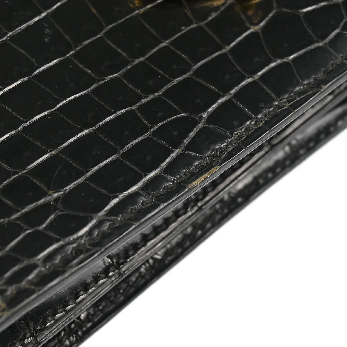 Hermes * 1987 Black Porosus Sequana Shoulder Bag - Image 4