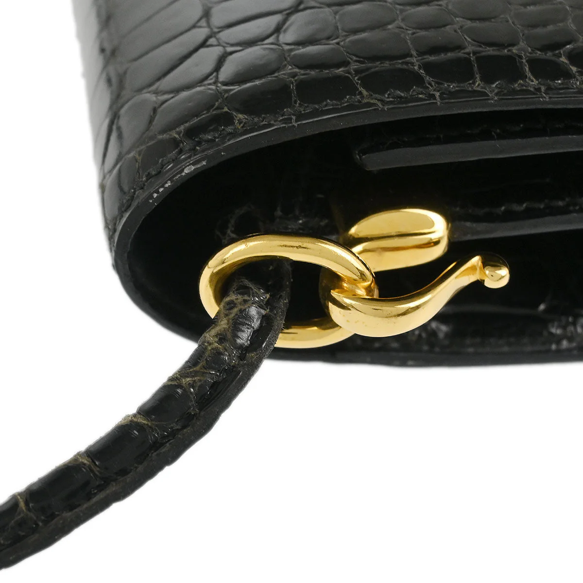 Hermes * 1987 Black Porosus Sequana Shoulder Bag - Image 5