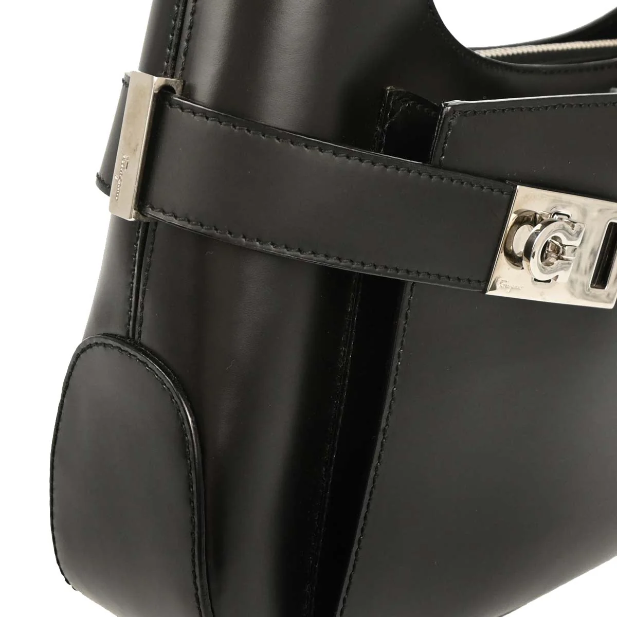 Salvatore Ferragamo Black Leather Handbag - Image 3