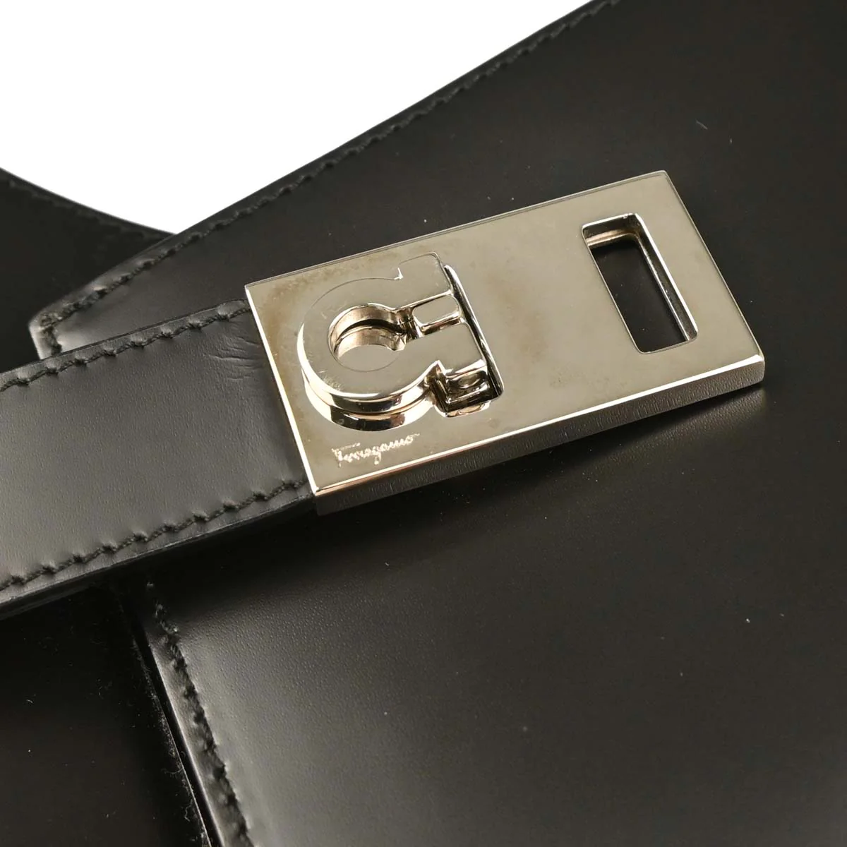 Salvatore Ferragamo Black Leather Handbag - Image 4