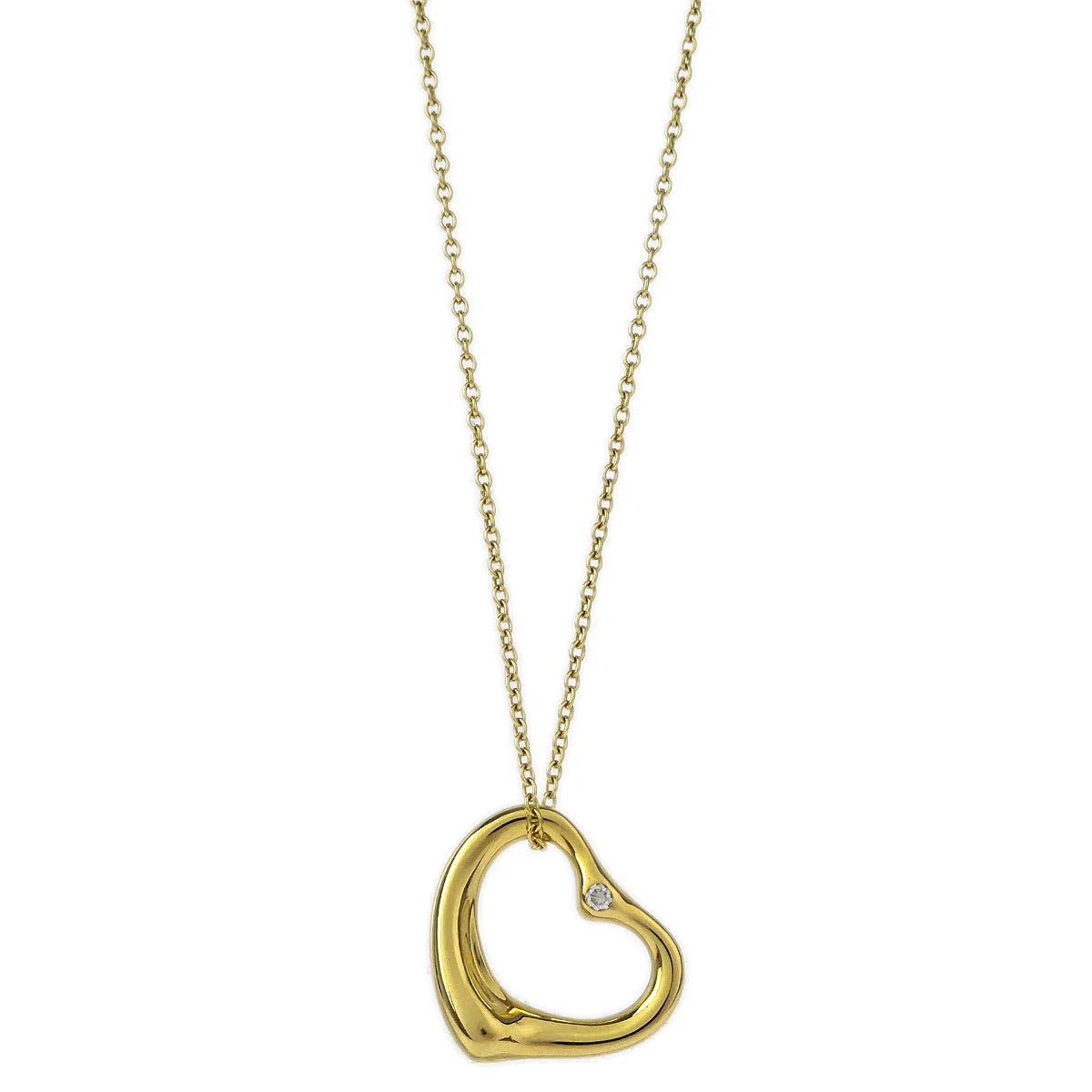 Tiffany & Co. Open Heart Pendant Necklace 750 Diamond Gold