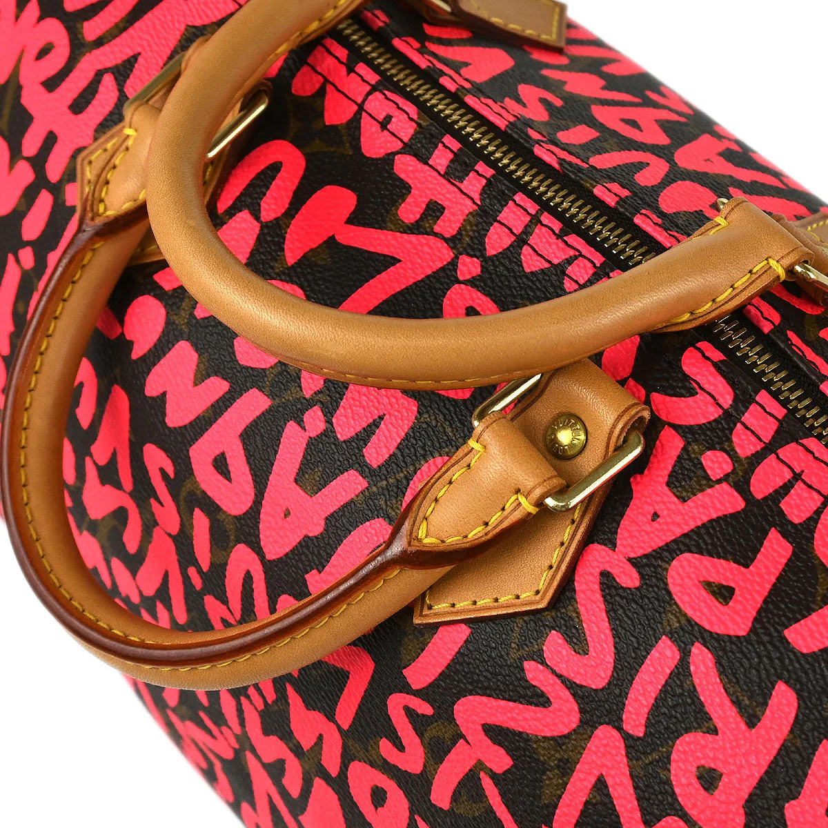 Louis Vuitton 2009 Pink Monogram Graffiti Speedy 30 Handbag M93704 - Image 6