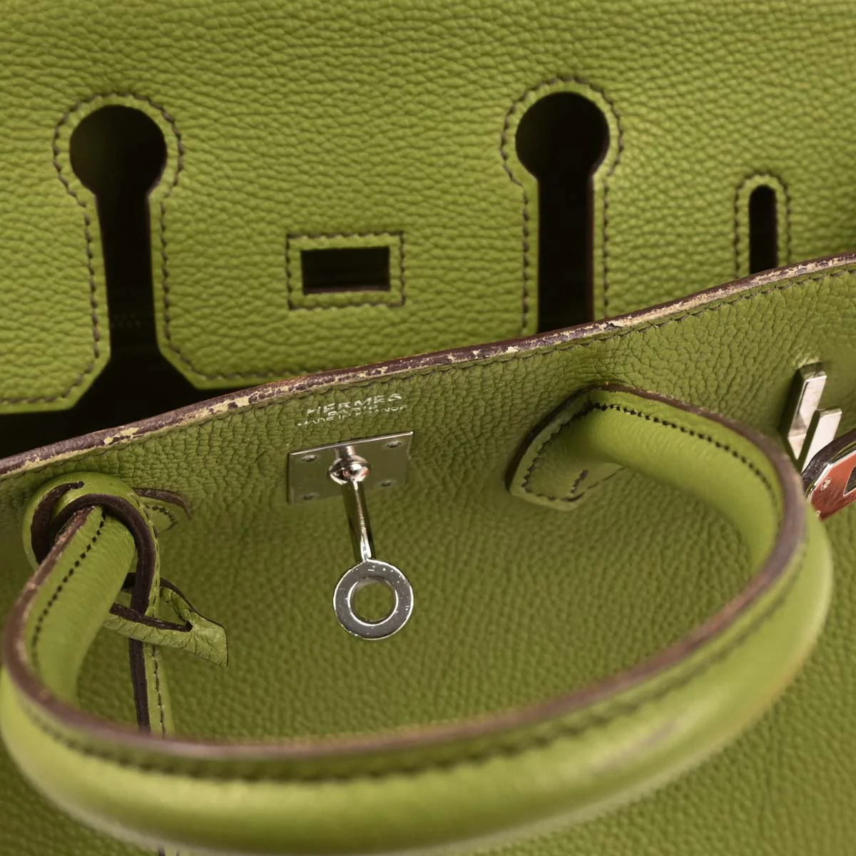 Hermes 2006 Anis Green Togo Birkin 25 Handbag - Image 9