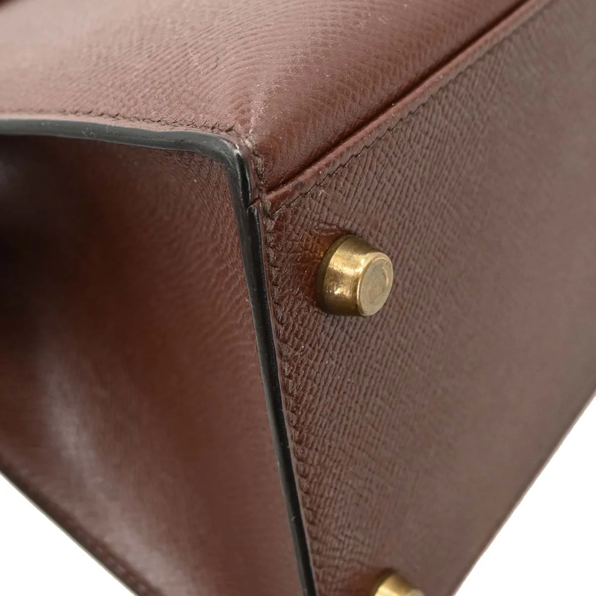 Hermes 1990 Havane Courchevel Kelly 28 Sellier Handbag - Image 5