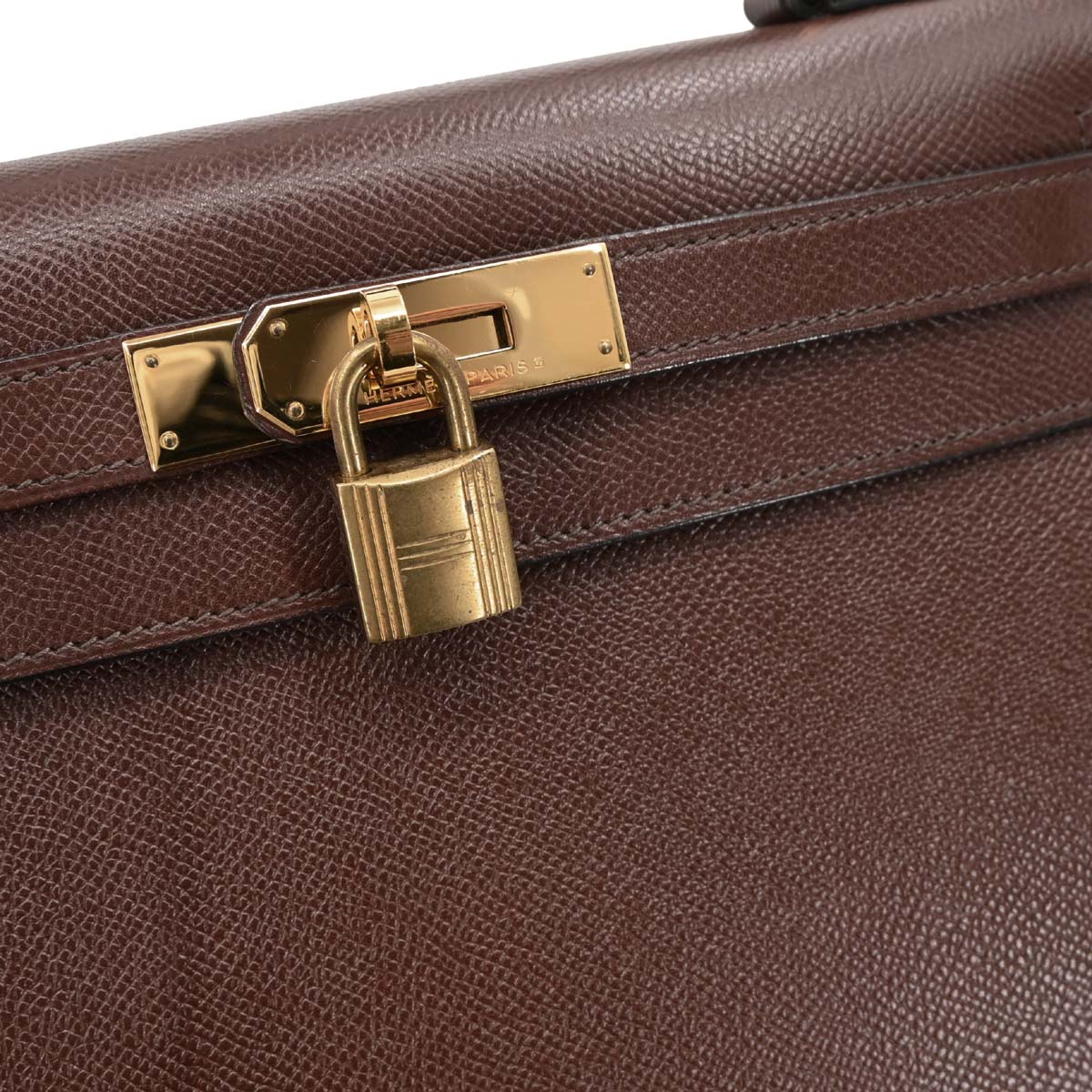 Hermes 1990 Havane Courchevel Kelly 28 Sellier Handbag - Image 6