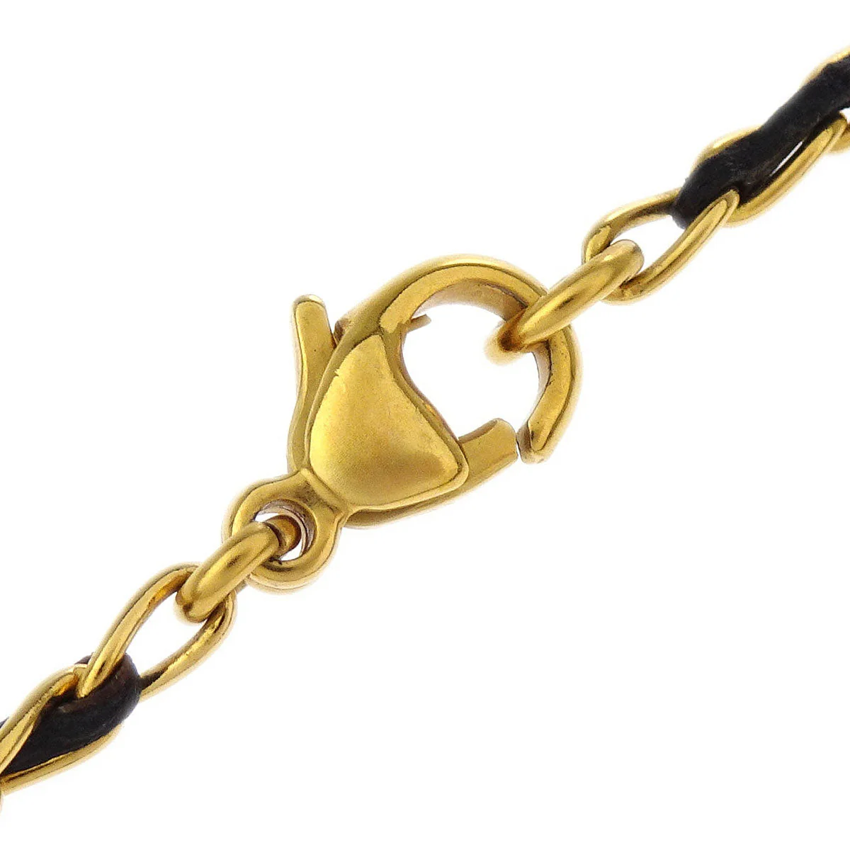 Chanel Icon Gold Black Leather Chain Necklace 96P - Image 3