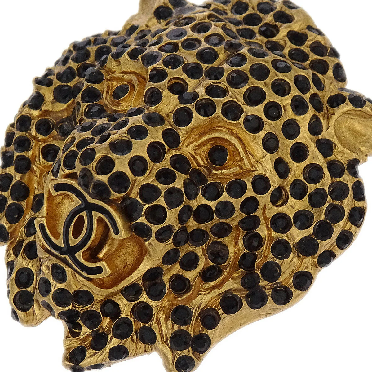 Chanel Lion Brooch Pin Gold Rhinestone 01A - Image 2