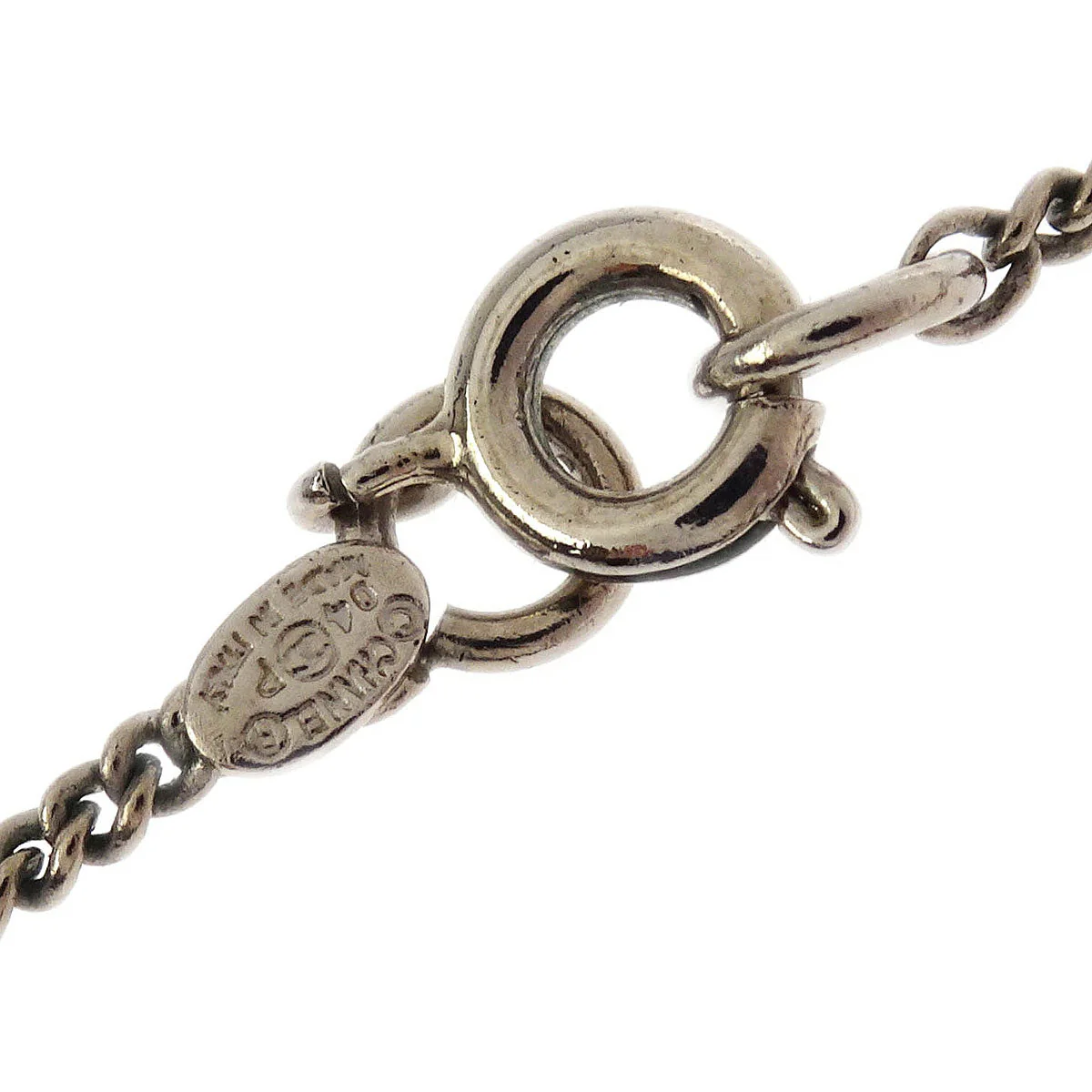 Chanel CC Heart Chain Necklace Silver Pink 04P - Image 4