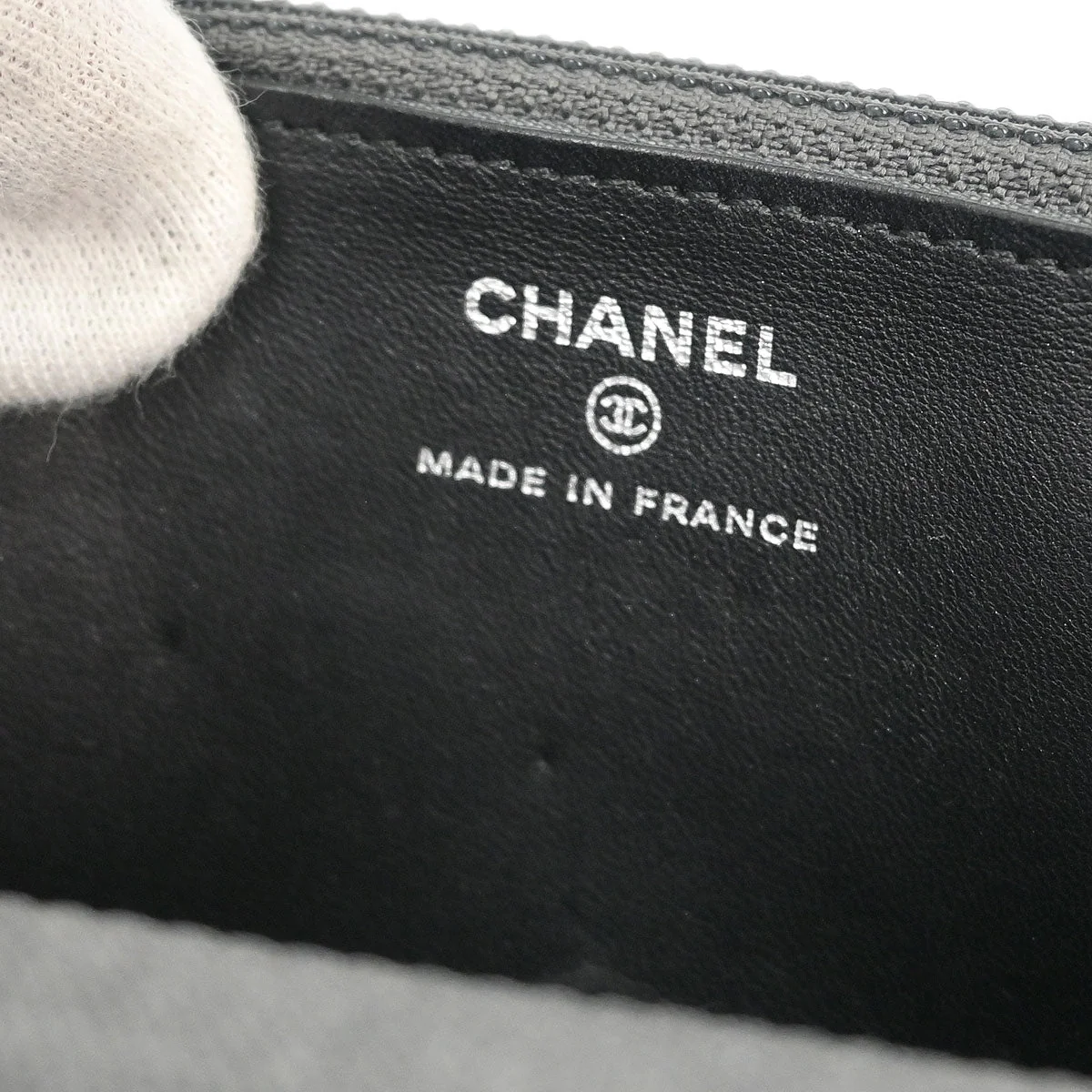 Chanel 2018 Gray Canvas Rhinestone Mademoiselle Lock Wallet on Chain WOC - Image 9