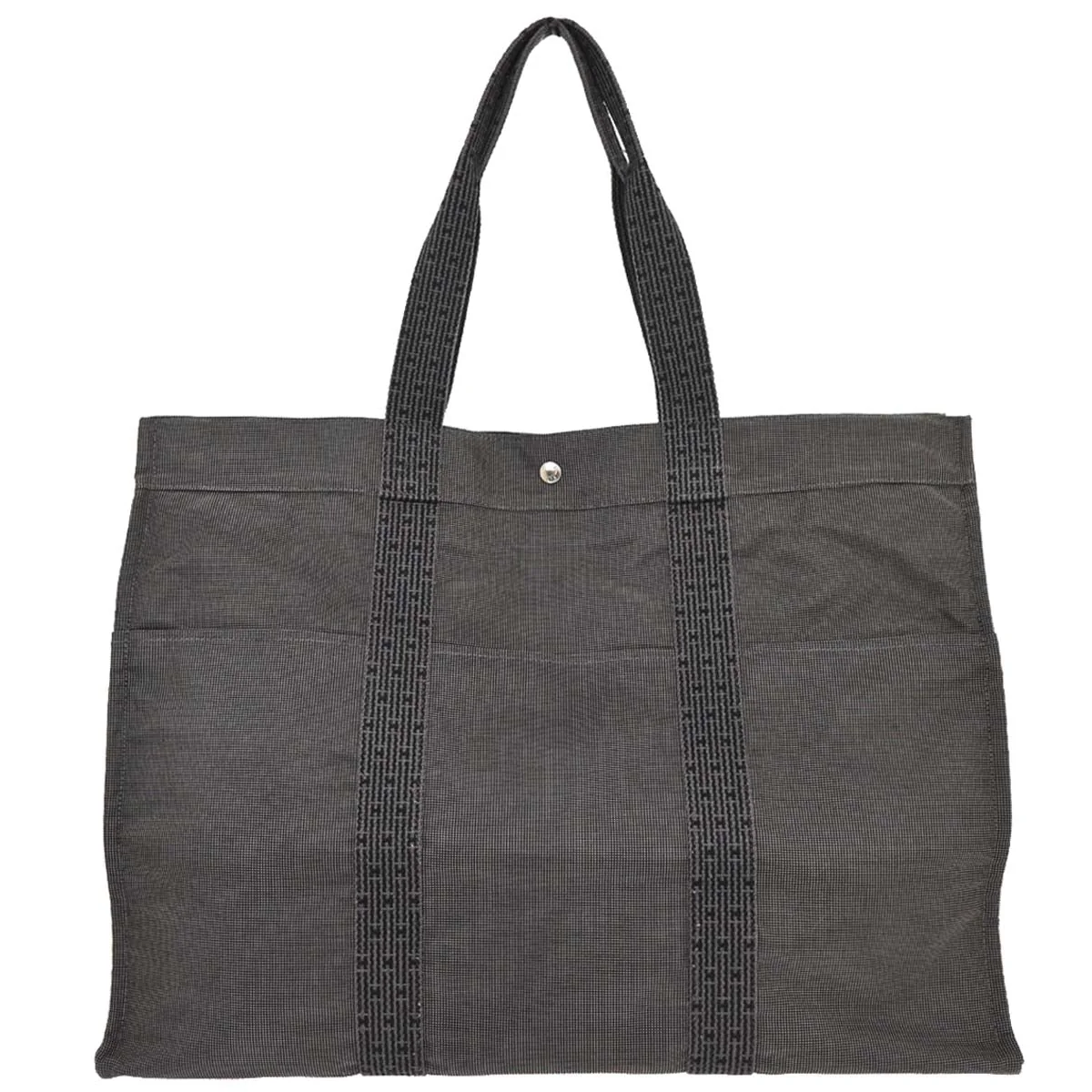 Hermes Gray Canvas Herline Tote TGM Handbag
