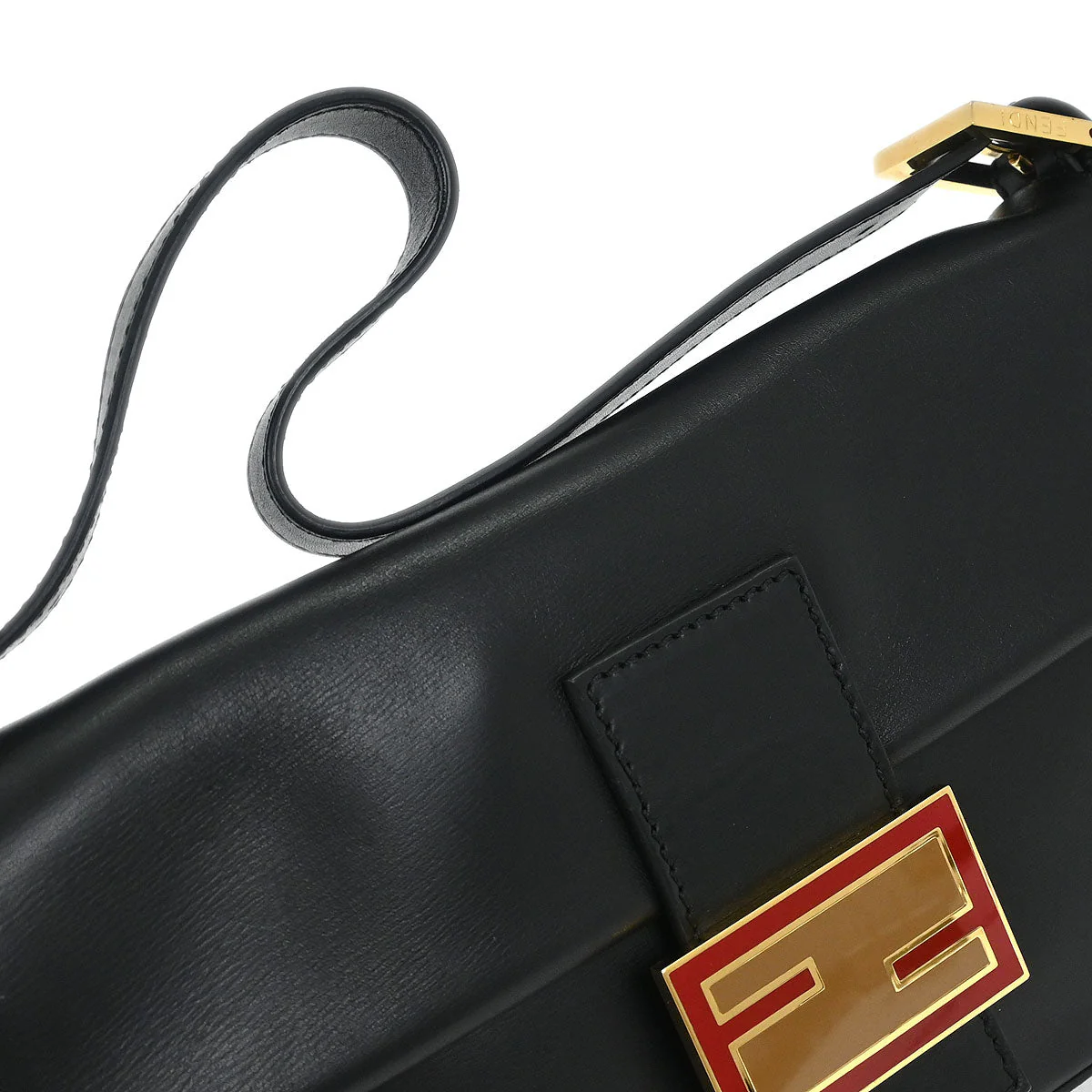 Fendi Black Leather Baguette Handbag - Image 5