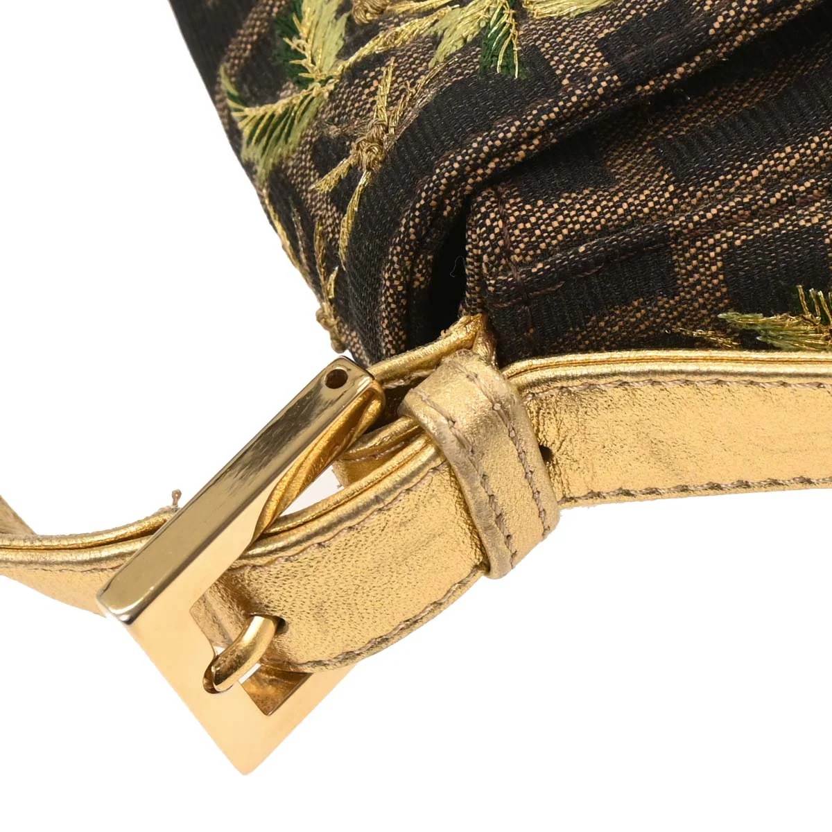 Fendi Gold Embroidered Zucca Baguette Handbag - Image 6