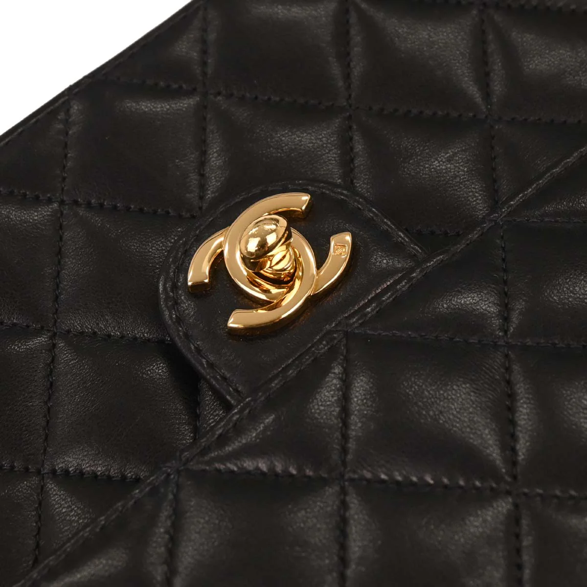 Chanel 2003-2004 Black Lambskin Turnlock Small Half Flap Shoulder Bag - Image 5