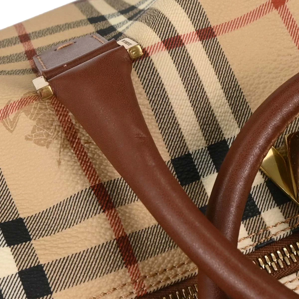Burberry Beige PVC House Check Duffle 2way Shoulder Handbag - Image 3