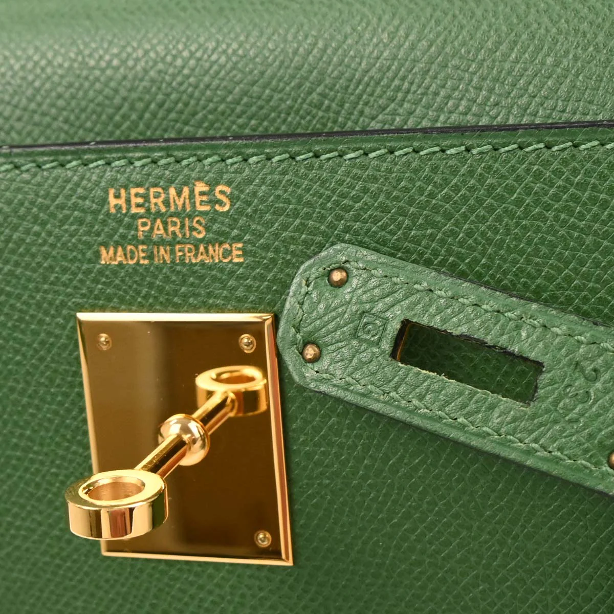 Hermes 2003 Green Courchevel Kelly 35 Sellier 2way Shoulder Handbag - Image 10