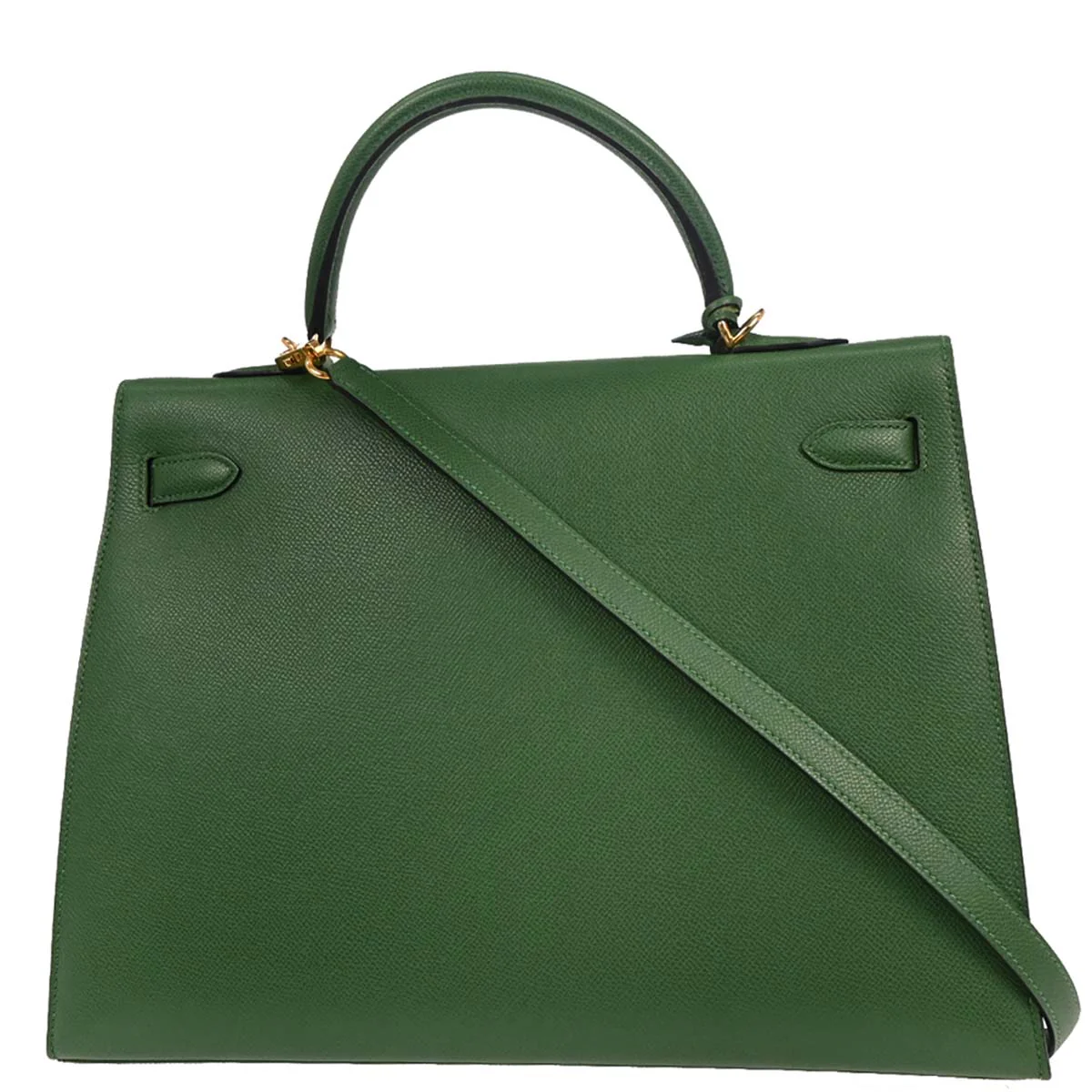 Hermes 2003 Green Courchevel Kelly 35 Sellier 2way Shoulder Handbag - Image 2