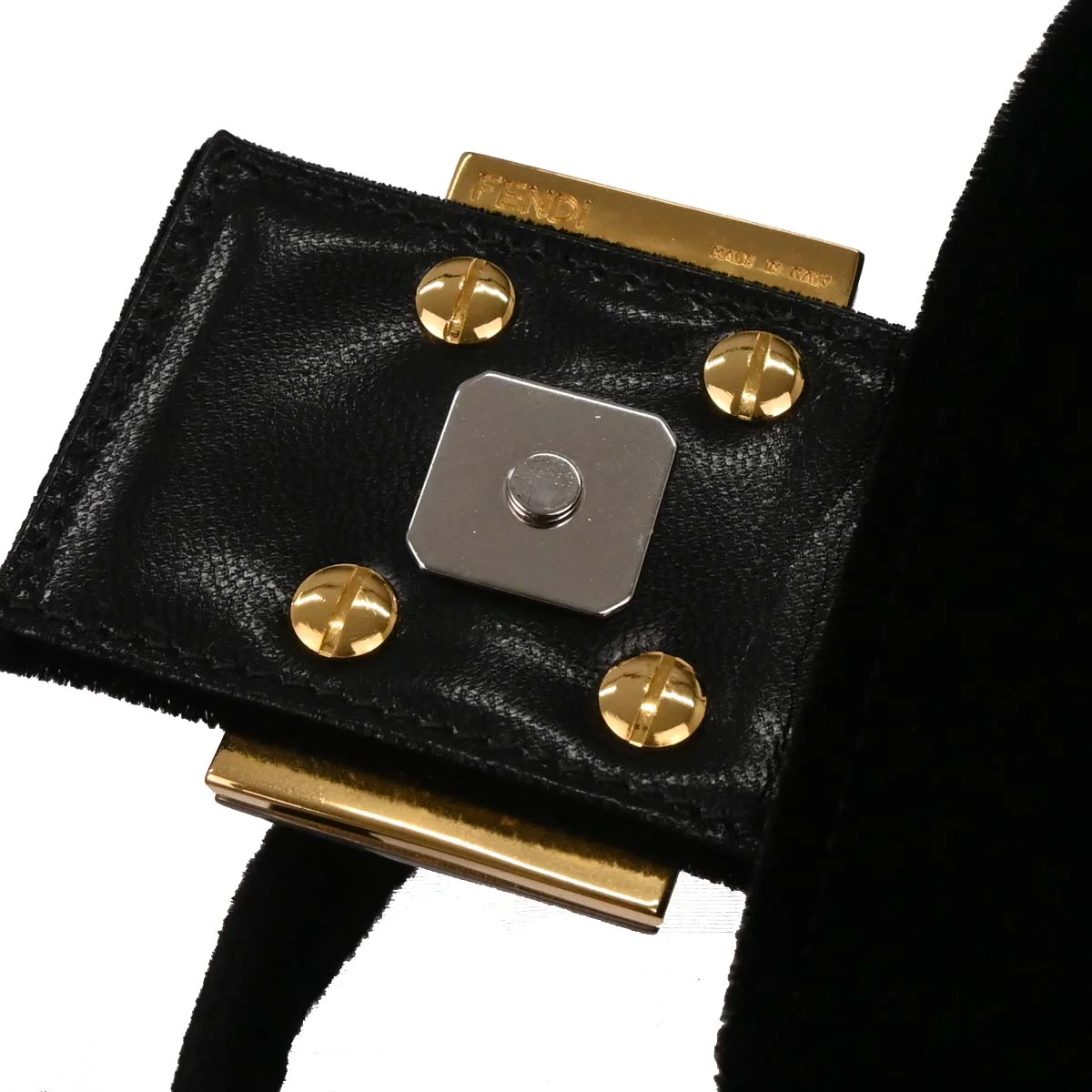 Fendi Black Velvet Baguette Handbag - Image 7