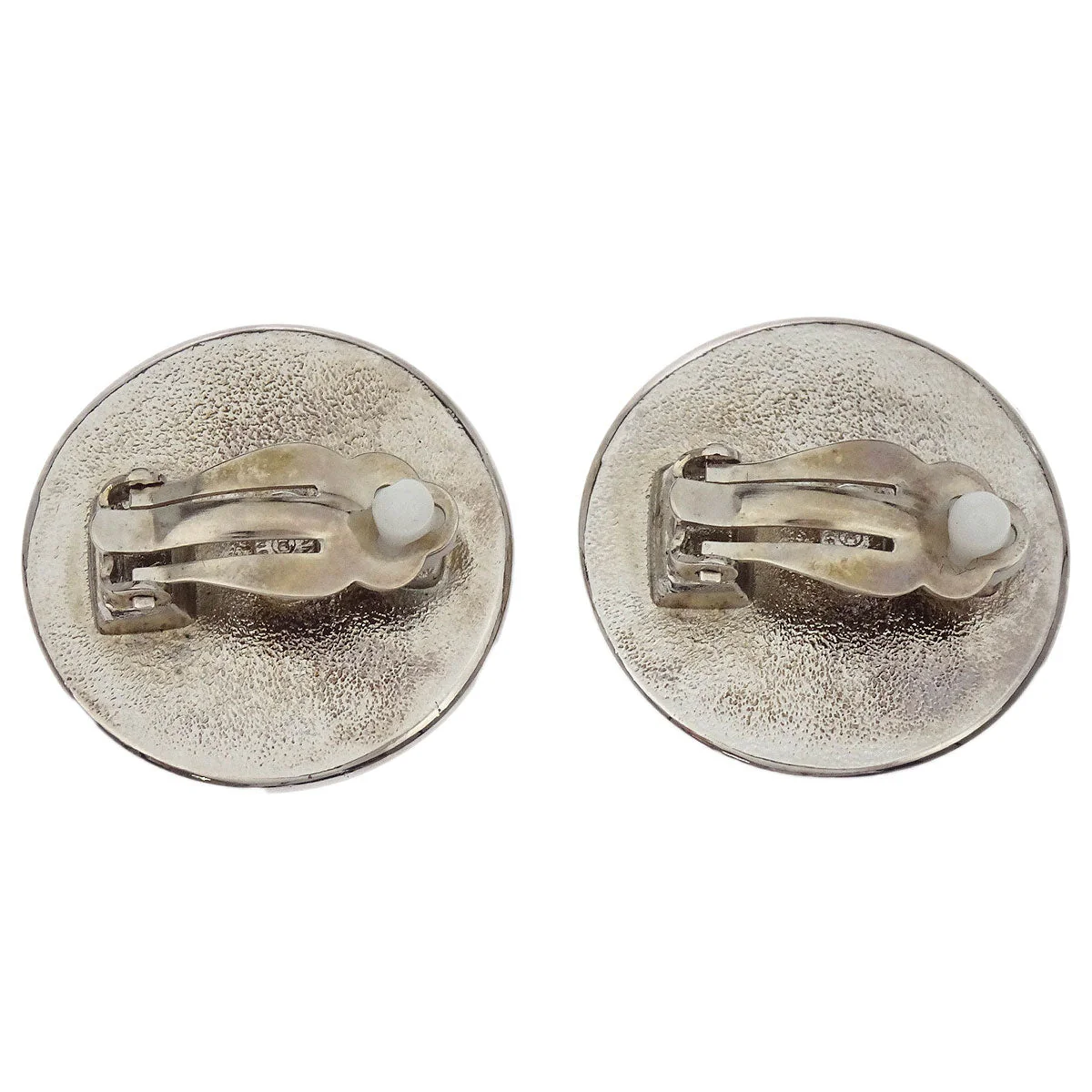 Chanel Button Earrings Clip-On Silver 97A - Image 3