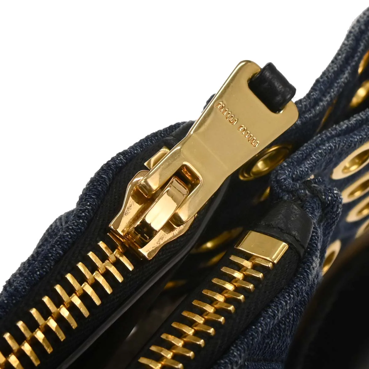 Miu Miu Navy Denim Biker Tote Bag - Image 6