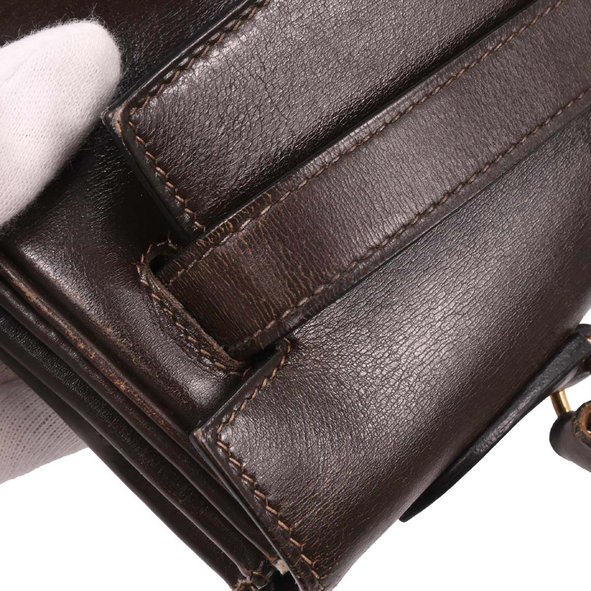 Hermes Cacao Box Calf Kelly 32 Retourne Handbag - Image 7