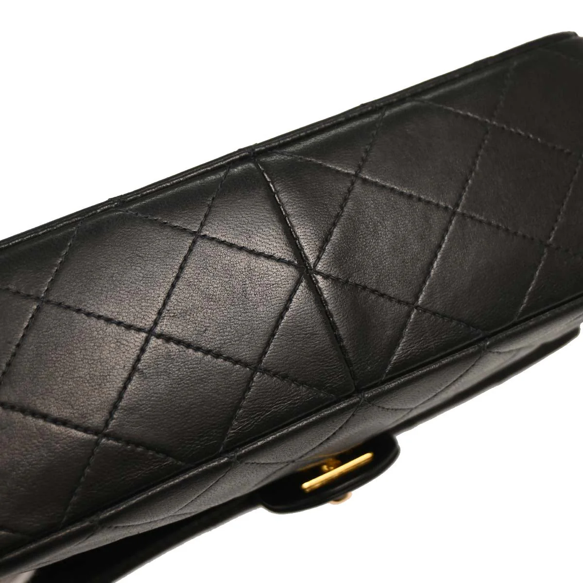 Chanel 1991-1994 Black Lambskin Classic Square Flap Shoulder Bag - Image 4