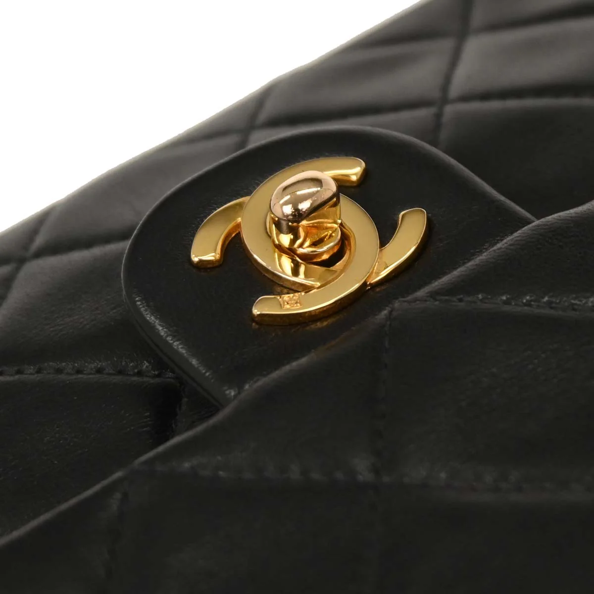 Chanel 1991-1994 Black Lambskin Classic Square Flap Shoulder Bag - Image 5