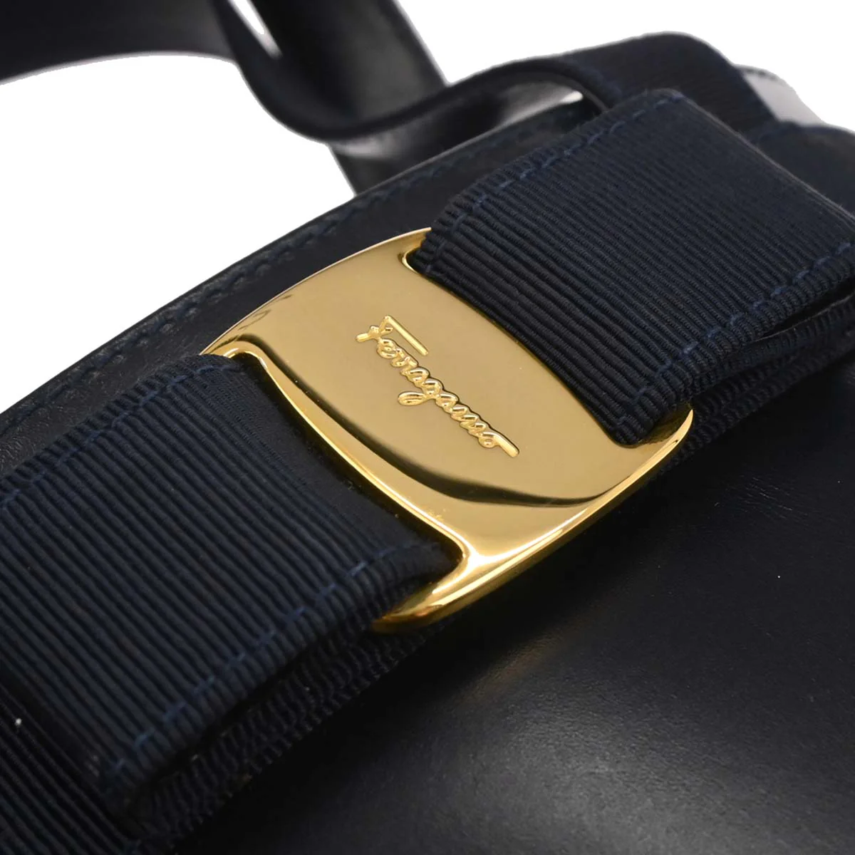 Salvatore Ferragamo Navy Vara Bow Handbag - Image 5