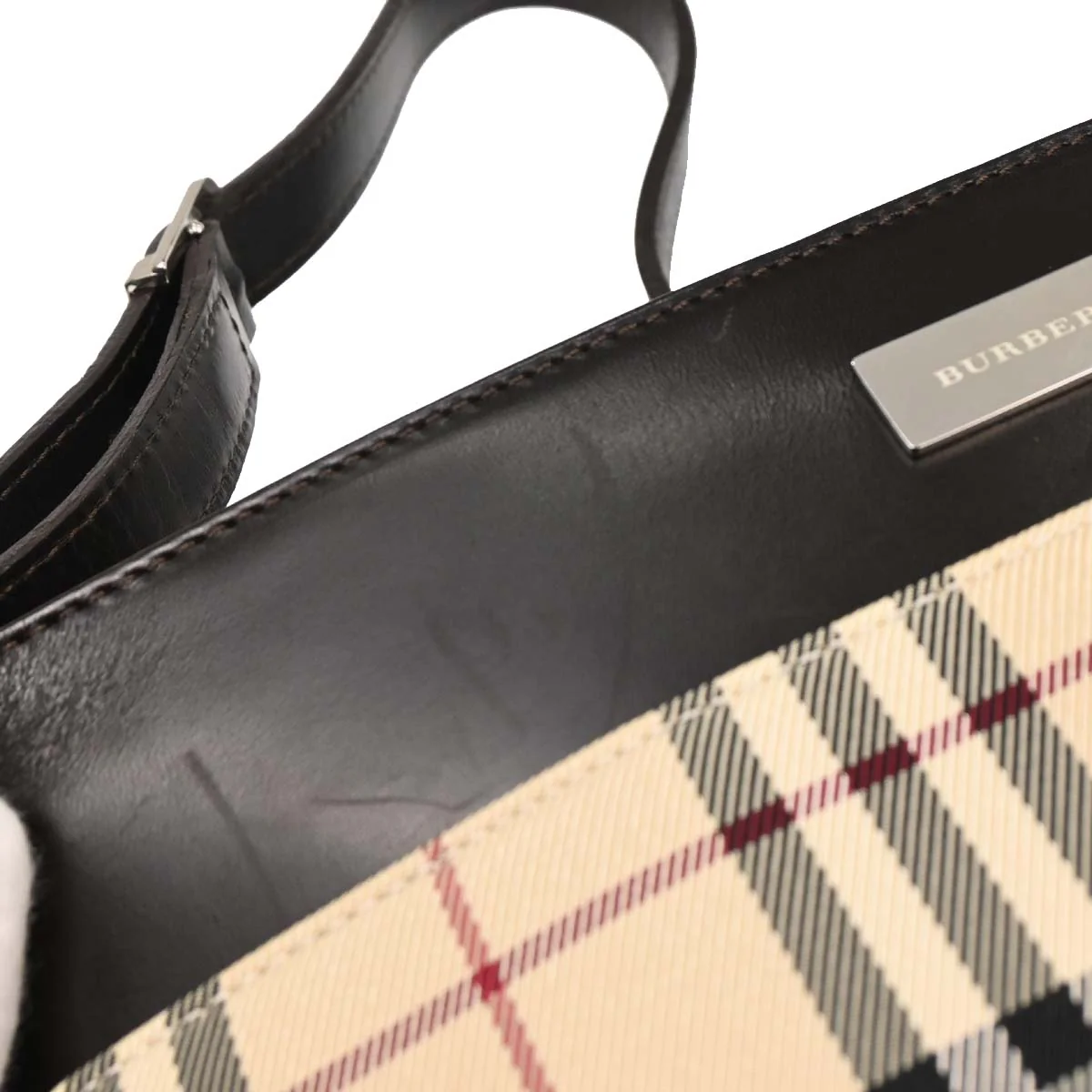 Burberry Beige Burberry Check Handbag - Image 6