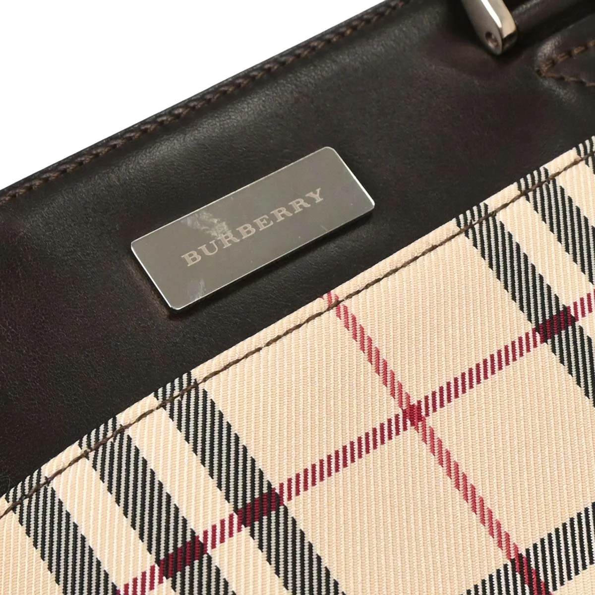 Burberry Beige Burberry Check Handbag - Image 6