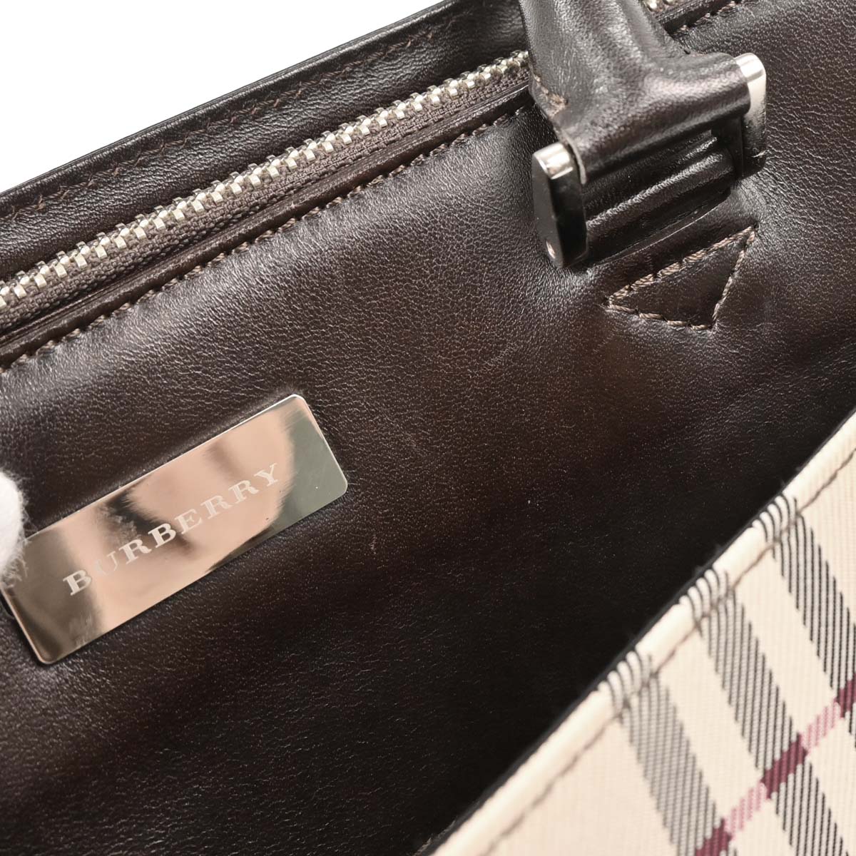 Burberry Beige Burberry Check Handbag - Image 7