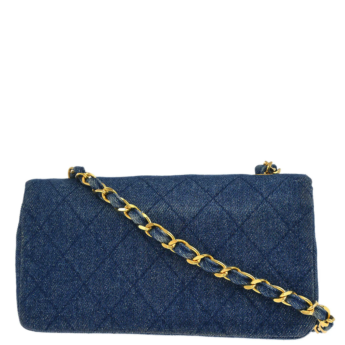 Chanel 1989-1991 Blue Denim Turnlock Mini Full Flap Shoulder Bag - Image 2