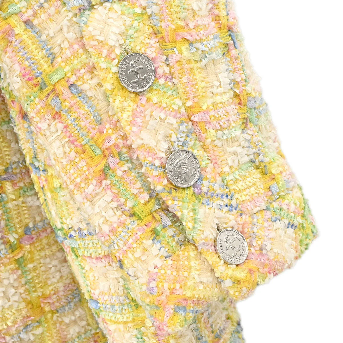 Chanel 1996 Tweed Coat Yellow #42 - Image 3