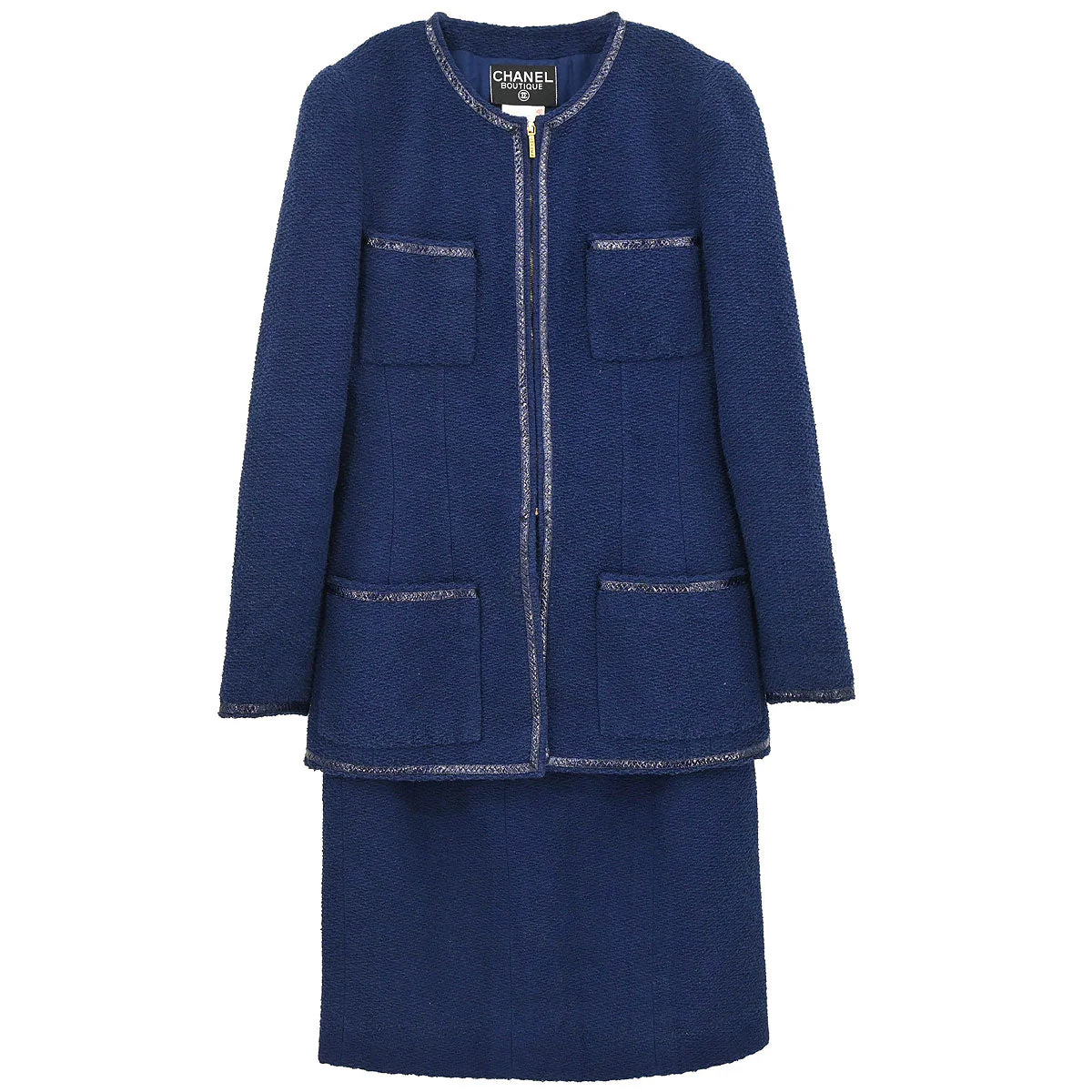 Chanel 1995 Setup Suit Jacket Skirt Navy #40