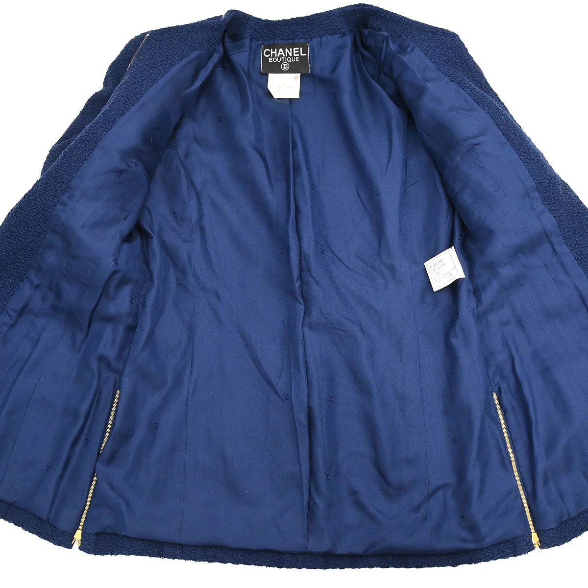 Chanel 1995 Setup Suit Jacket Skirt Navy #40 - Image 12