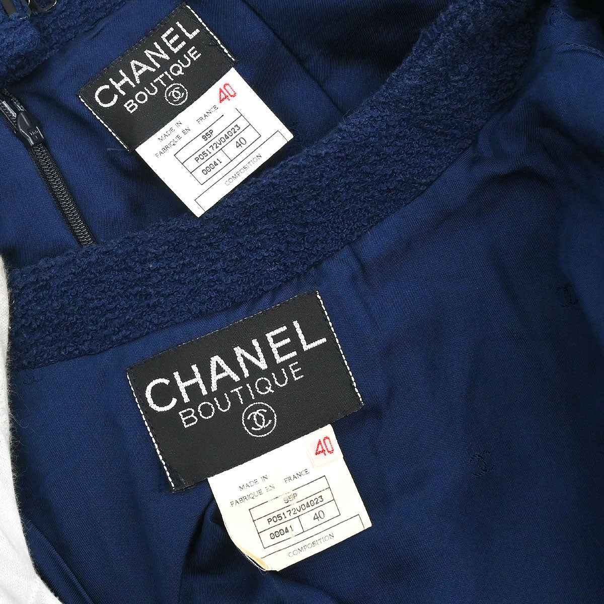 Chanel 1995 Setup Suit Jacket Skirt Navy #40 - Image 19