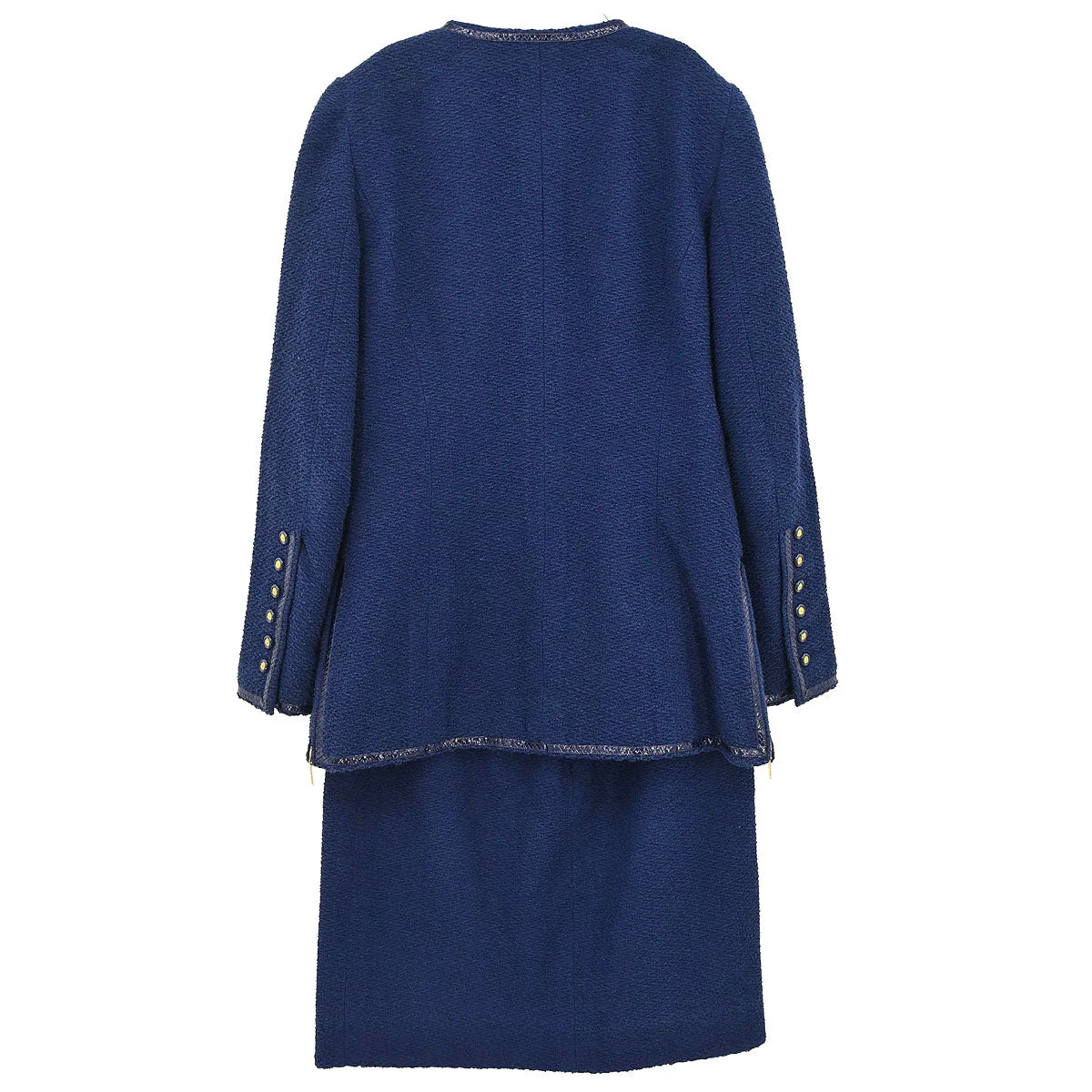Chanel 1995 Setup Suit Jacket Skirt Navy #40 - Image 2