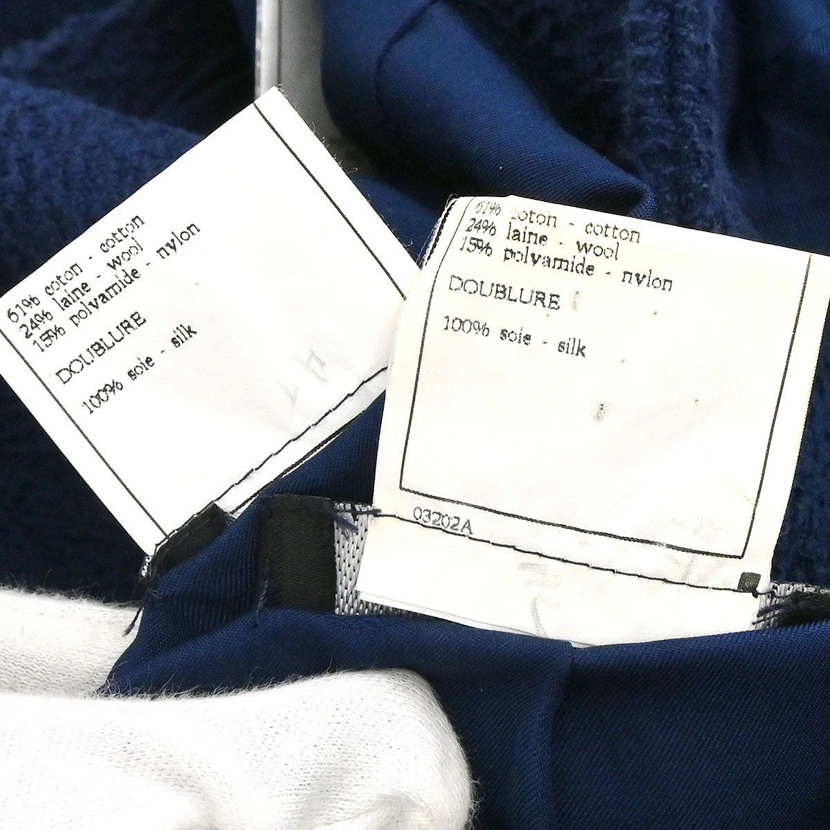 Chanel 1995 Setup Suit Jacket Skirt Navy #40 - Image 20