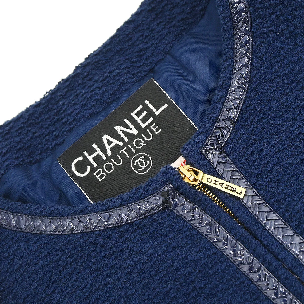 Chanel 1995 Setup Suit Jacket Skirt Navy #40 - Image 6