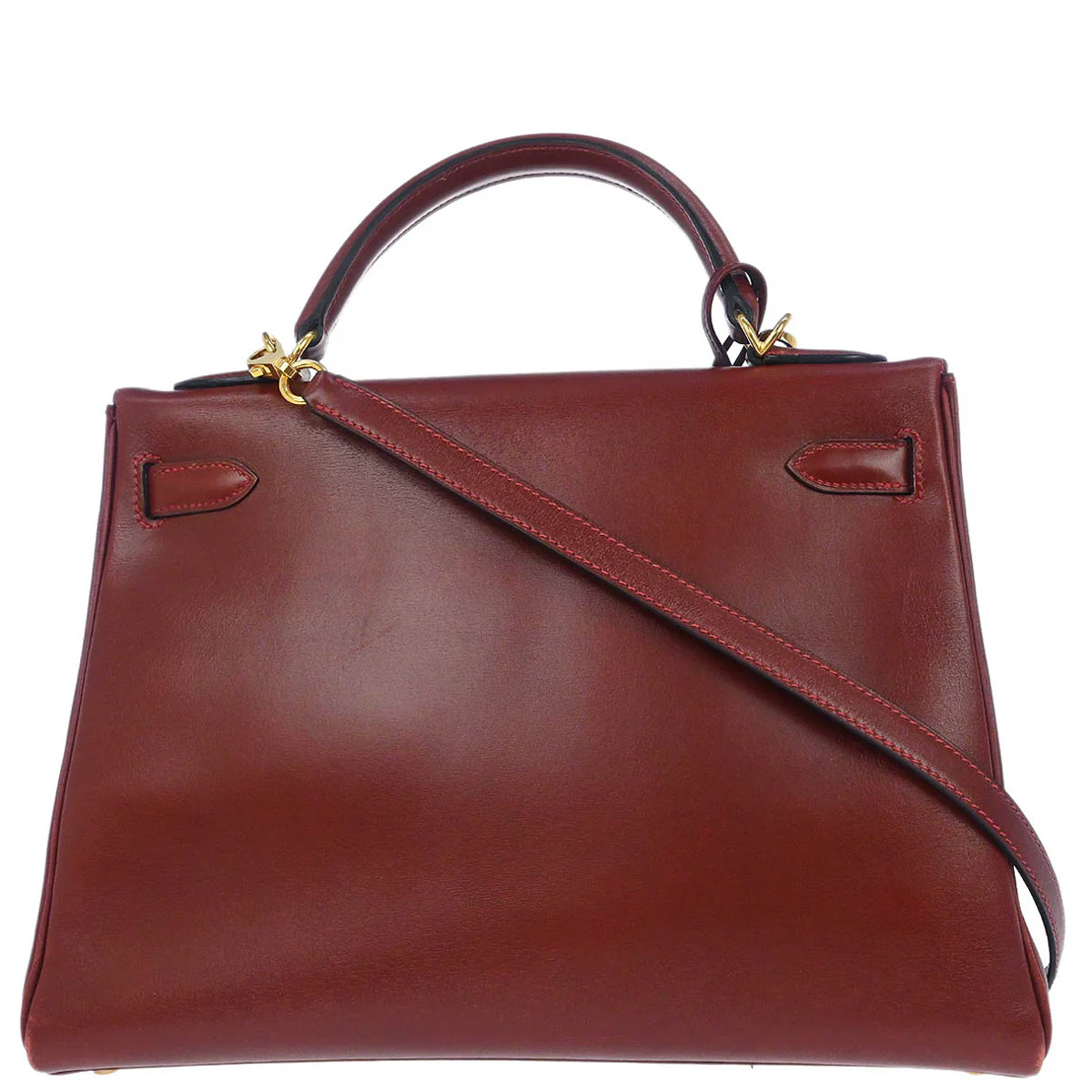 Hermes Rouge H Box Calf Kelly 32 Retourne 2way Shoulder Handbag - Image 2