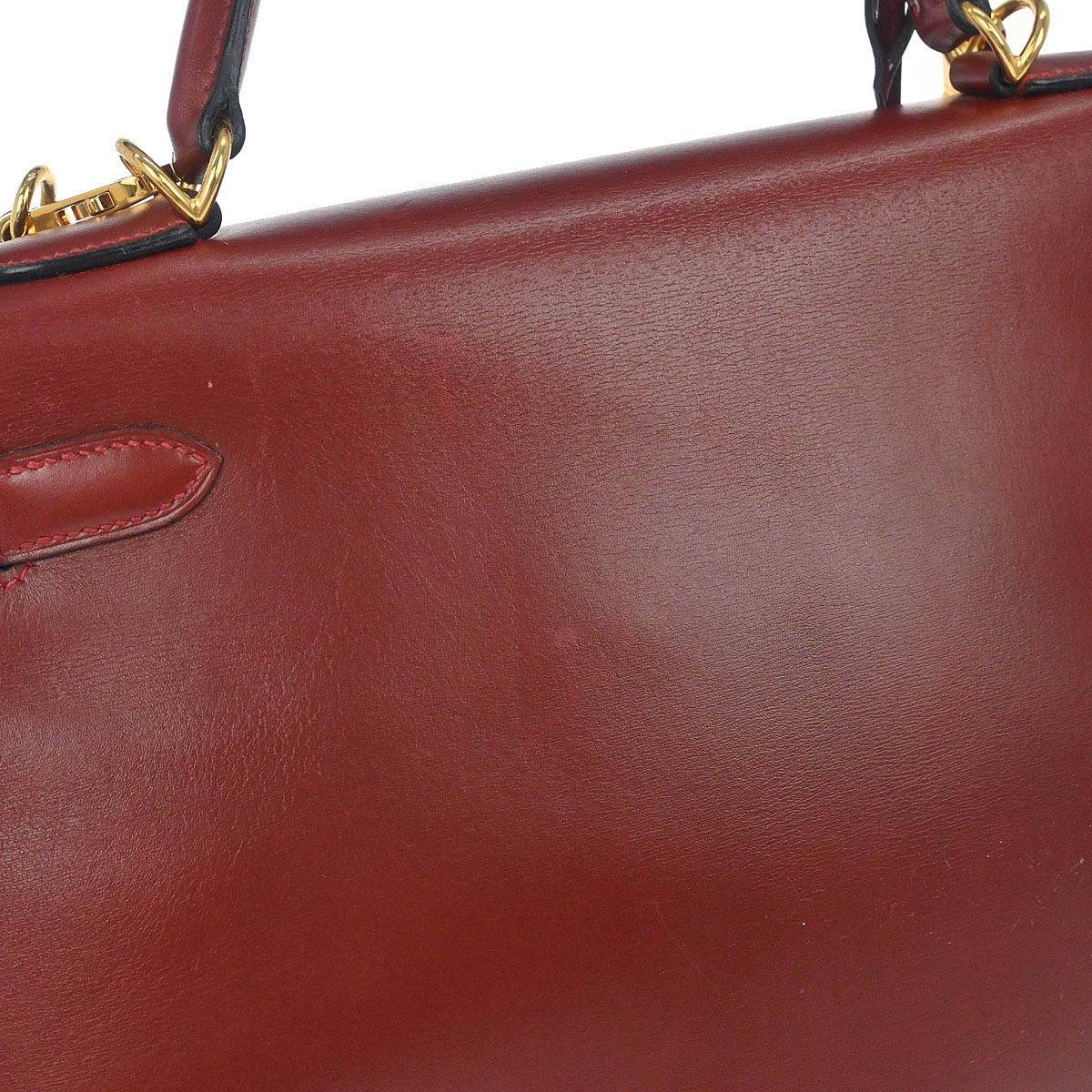 Hermes Rouge H Box Calf Kelly 32 Retourne 2way Shoulder Handbag - Image 6