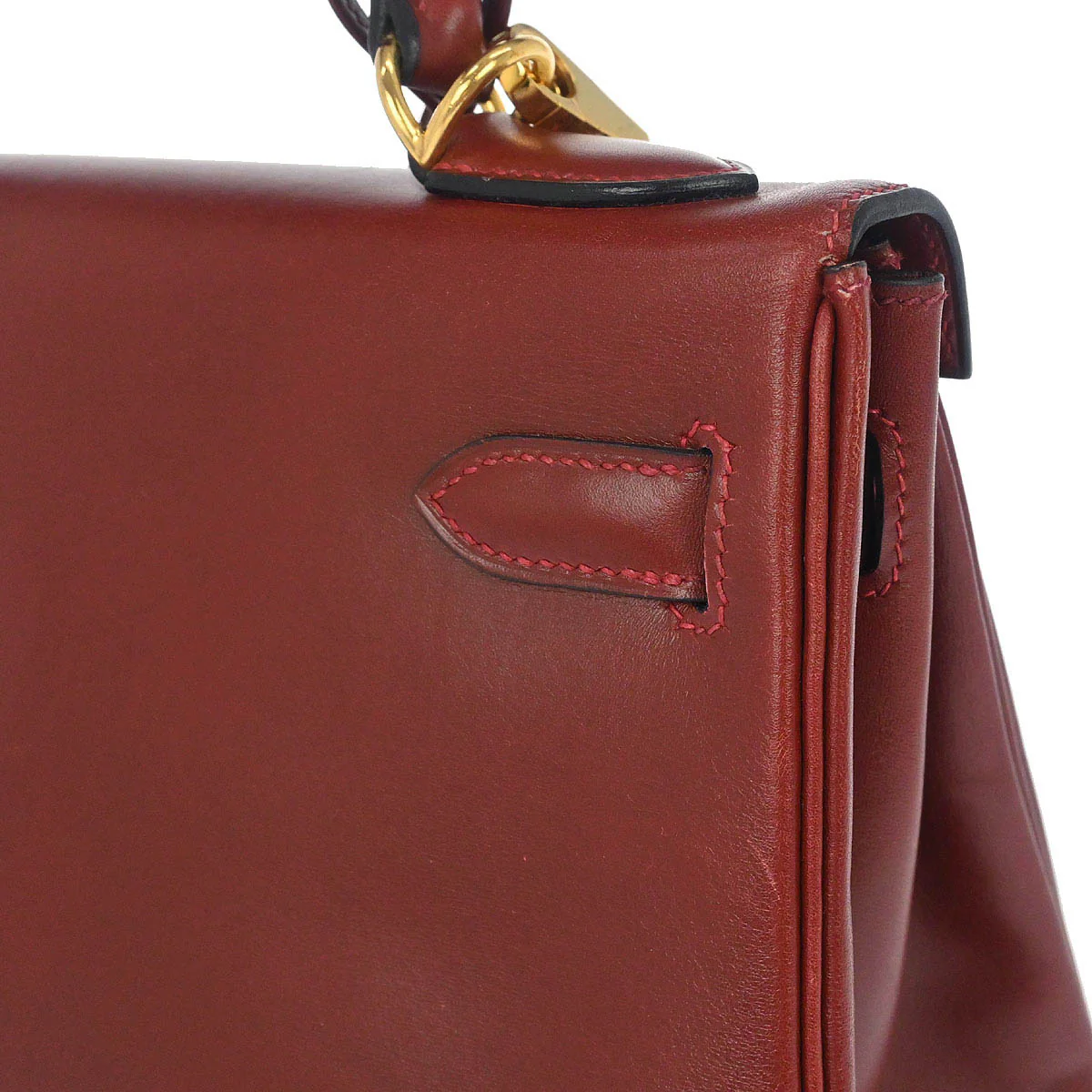 Hermes Rouge H Box Calf Kelly 32 Retourne 2way Shoulder Handbag - Image 7