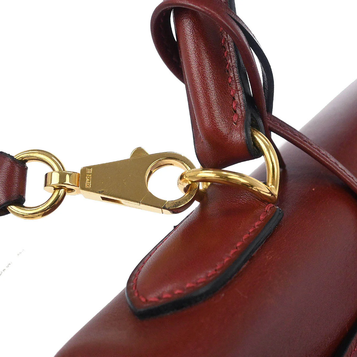 Hermes Rouge H Box Calf Kelly 32 Retourne 2way Shoulder Handbag - Image 8