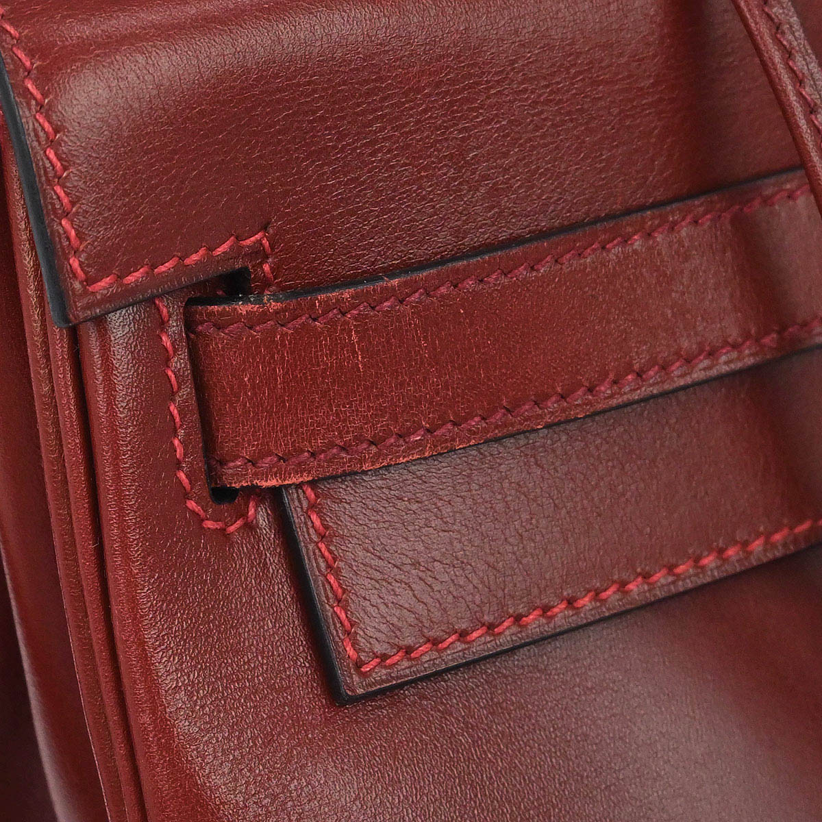 Hermes Rouge H Box Calf Kelly 32 Retourne 2way Shoulder Handbag - Image 9