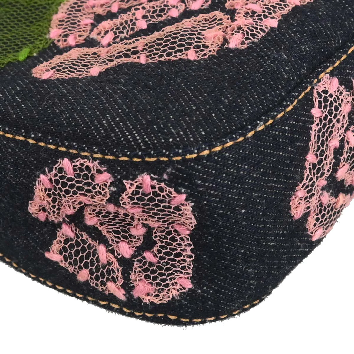 Fendi Navy Denim Floral Baguette Handbag - Image 4