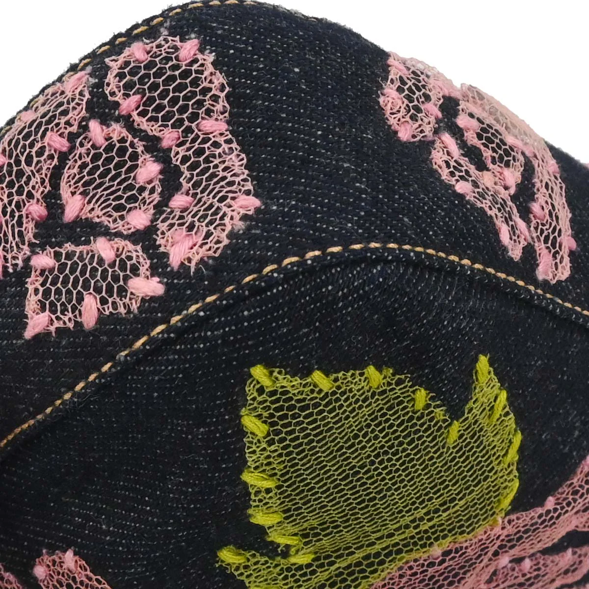 Fendi Navy Denim Floral Baguette Handbag - Image 5