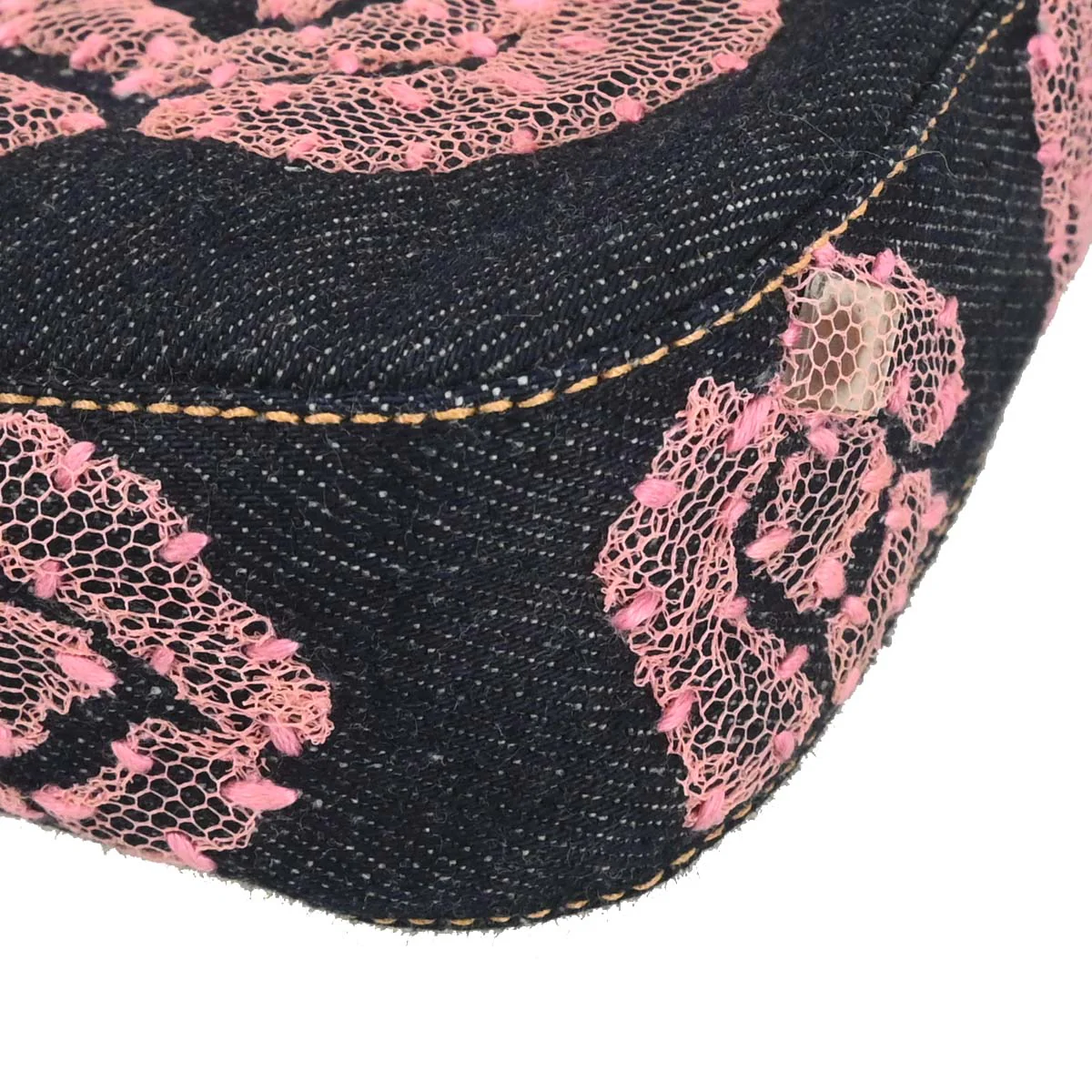 Fendi Navy Denim Floral Baguette Handbag - Image 6