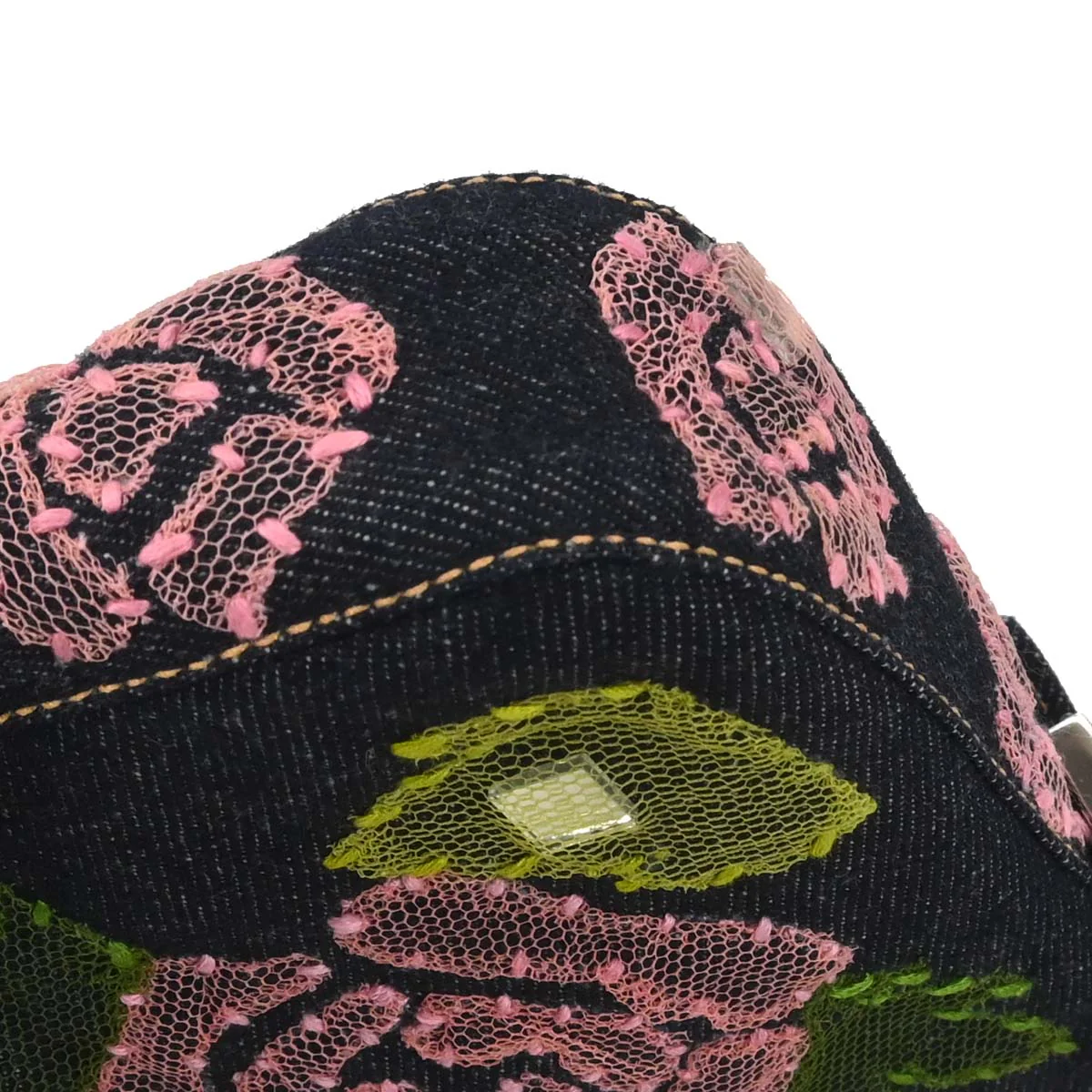 Fendi Navy Denim Floral Baguette Handbag - Image 7