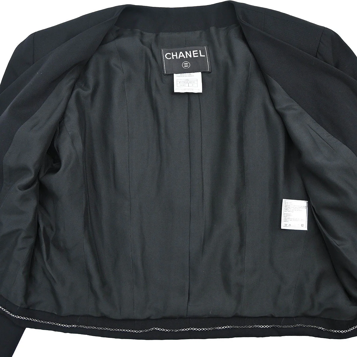 Chanel 2000 Single Breasted Collarless Jacket Black #42 - Image 14